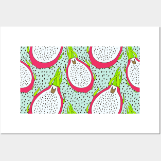 Pitaya dragon fruit pattern Posters and Art